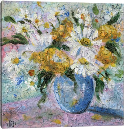 Bouquet Of Field Daisies Canvas Art Print - Alexandra Jagoda