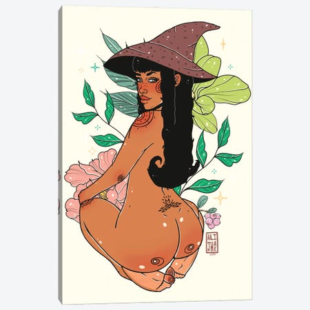 Cute Witch Canvas Print #AJH12} by Alijhae West Canvas Artwork