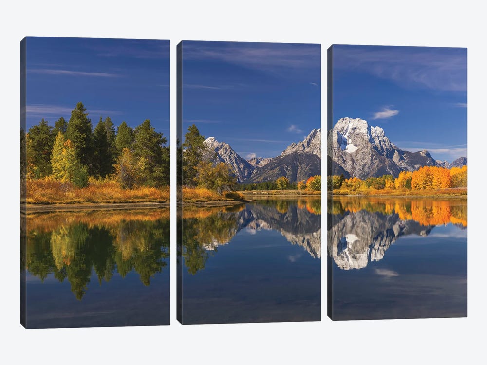 Autumn View Of Mount Moran And Snake River, Grand Teton National Park, Wyoming I by Adam Jones 3-piece Canvas Print
