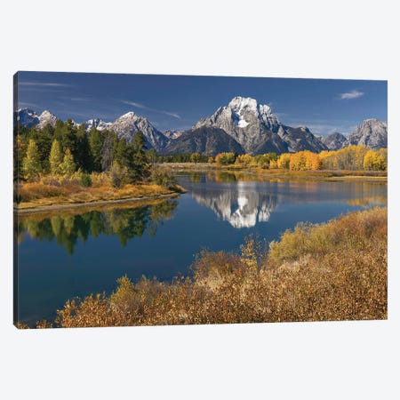 Autumn View Of Mount Moran And Snake River, Grand Teton National Park, Wyoming II Canvas Print #AJO120} by Adam Jones Canvas Wall Art