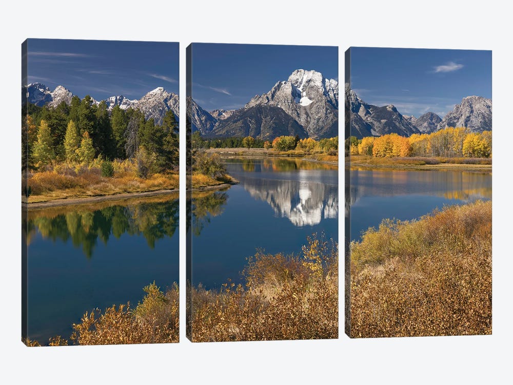 Autumn View Of Mount Moran And Snake River, Grand Teton National Park, Wyoming II by Adam Jones 3-piece Canvas Print