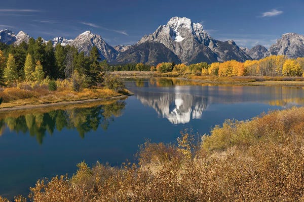 Rocky Mountains: Autumn View II - Mount Moran And Snake River, Grand Teton National Park, Wyoming by Adam Jones