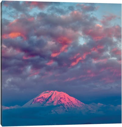Mt. Rainier At Sunset, Washington State Canvas Art Print - Cascade Range Art