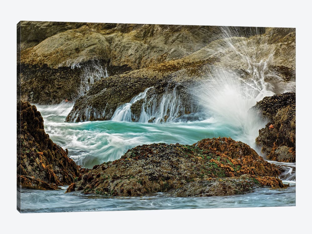 Surf Crashing On Rocks, Bandon Beach, Oregon by Adam Jones 1-piece Canvas Print