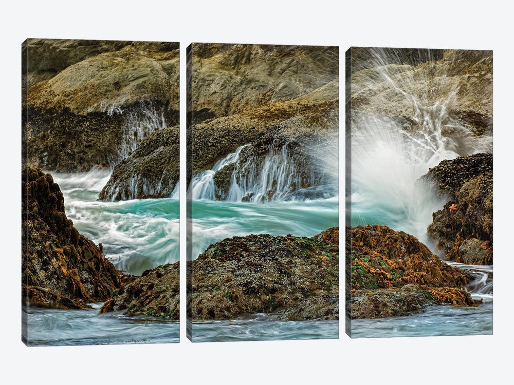Surf Crashing On Rocks, Bandon Beach, Oregon by Adam Jones 3-piece Art Print