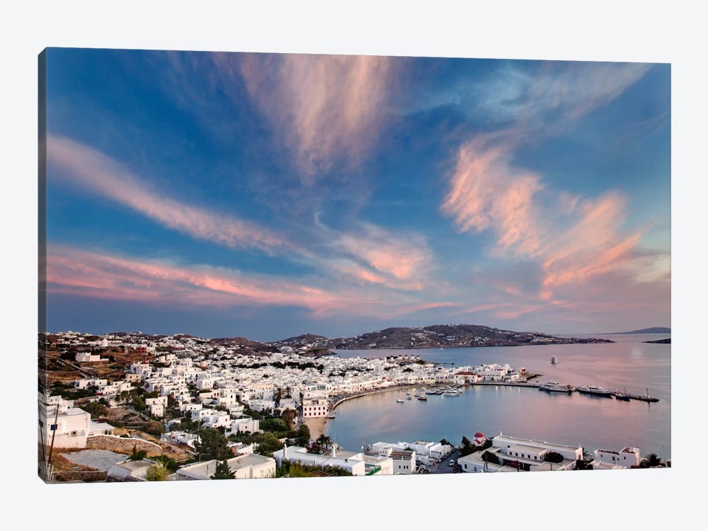 Village Harbor, Mykonos, Cyclades, Greece 1-piece Canvas Print