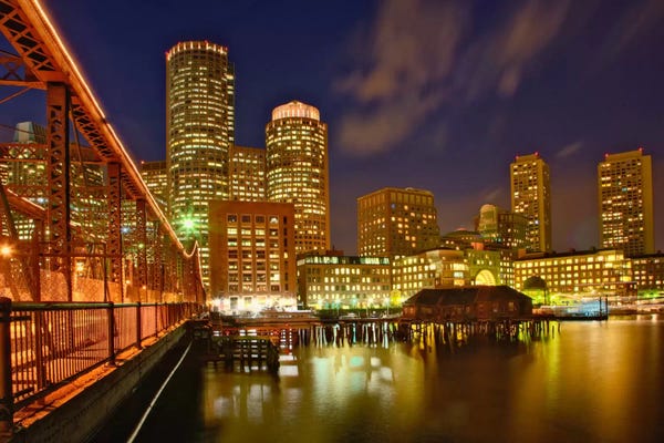 Bridges: Partial View Of Downtown Skyline, Boston, Massachusetts, USA by Adam Jones