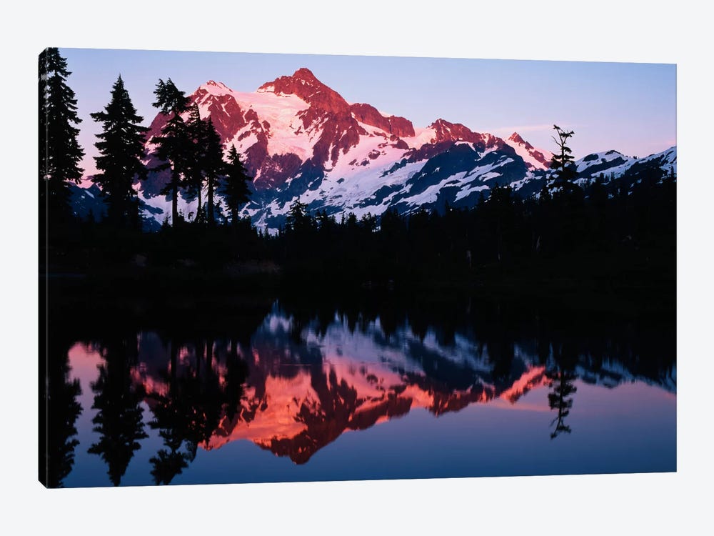 Mount Shuksan And its Reflection In Picture Lake At Dusk, North Cascades National Park, Washington, USA 1-piece Canvas Artwork