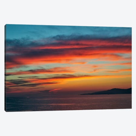 Majestic Seascape Sunset, Mykonos, Cyclades, Greece Canvas Print #AJO3} by Adam Jones Art Print