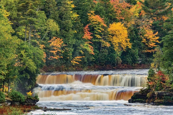 Michigan: Cascade on Tahquamenon Falls in autumn, Tahquamenon Falls State Park, Michigan by Adam Jones