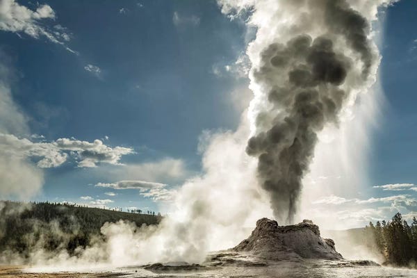 Wyoming: Castle Geyser erupting, Upper Geyser Basin, Yellowstone National Park, Wyoming by Adam Jones