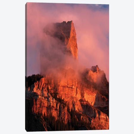 Chimney Rock at sunset, from Owl Creek Pass, Cimarron range, San Juan Mountains, Colorado Canvas Print #AJO50} by Adam Jones Canvas Print