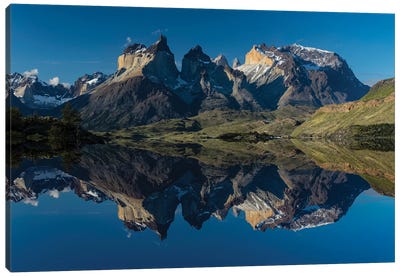 Cuernos del Paine at sunset, Torres del Paine National Park, Chile, Patagonia Canvas Art Print - Chile Art