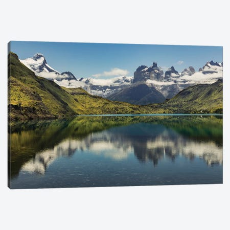 Cuernos del Paine reflecting on lake, Torres del Paine National Park, Chile, Patagonia Canvas Print #AJO56} by Adam Jones Canvas Artwork
