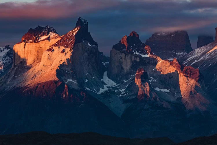 Paine Massif at sunset, Torres del Paine National Park, Chile, Patagonia III