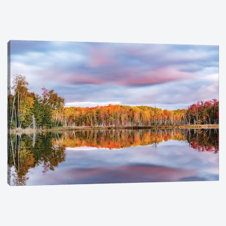 Red Jack Lake And Sunrise Reflection, Alger County, Michigan Canvas Print #AJO76} by Adam Jones Canvas Art