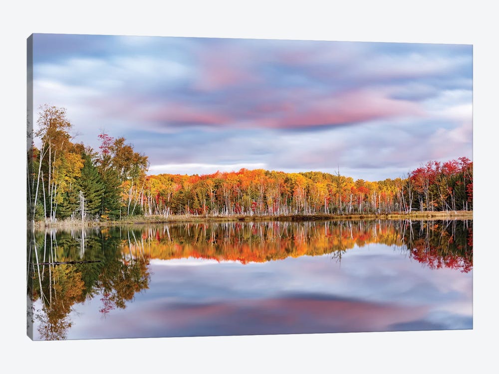 Red Jack Lake And Sunrise Reflection, Alger County, Michigan by Adam Jones 1-piece Canvas Artwork