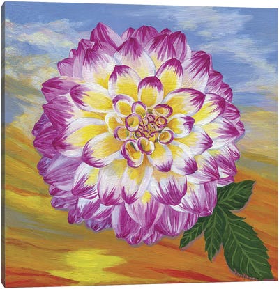 Homage To R.M. Pink Dahlia Canvas Art Print - Dahlia Art