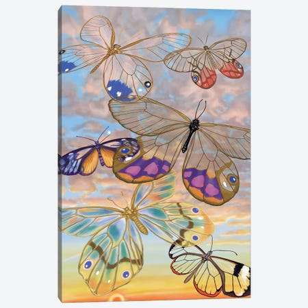 Butterflies Clouds Canvas Print #AJP7} by Ann Jasperson Canvas Wall Art