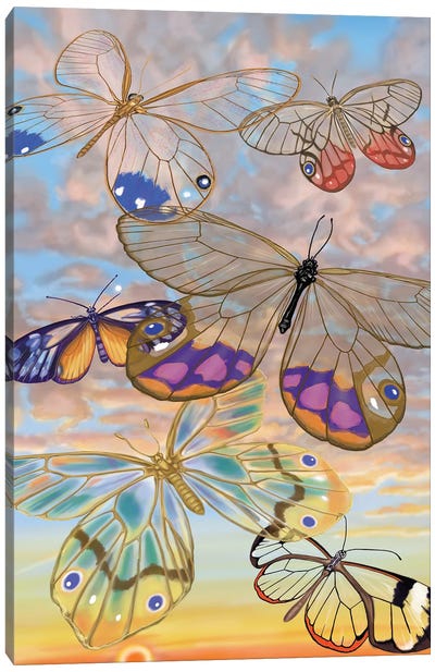 Butterflies Clouds Canvas Art Print - Ann Jasperson
