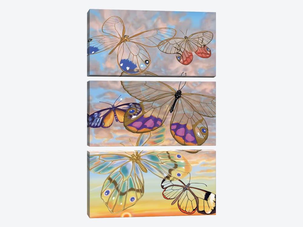 Butterflies Clouds by Ann Jasperson 3-piece Canvas Artwork