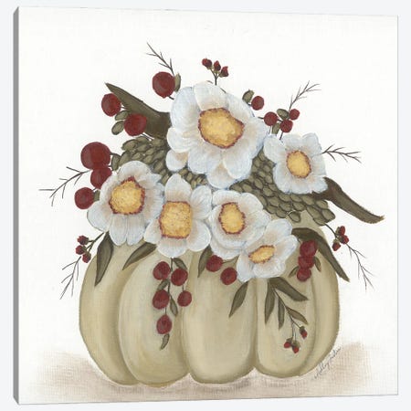 Floral Pumpkin Canvas Print #AJS6} by Ashley Justice Art Print