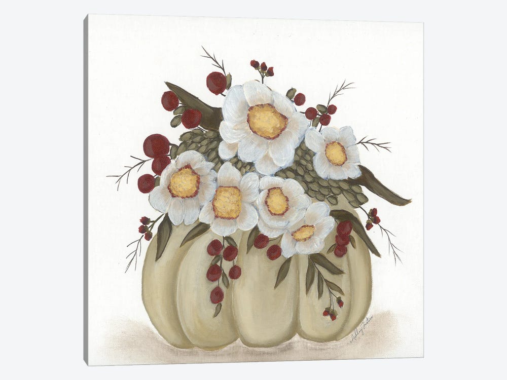 Floral Pumpkin by Ashley Justice 1-piece Canvas Art