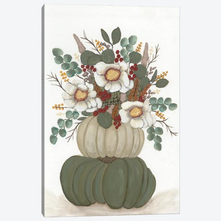 Floral Pumpkin Stack Canvas Print #AJS7} by Ashley Justice Canvas Art Print