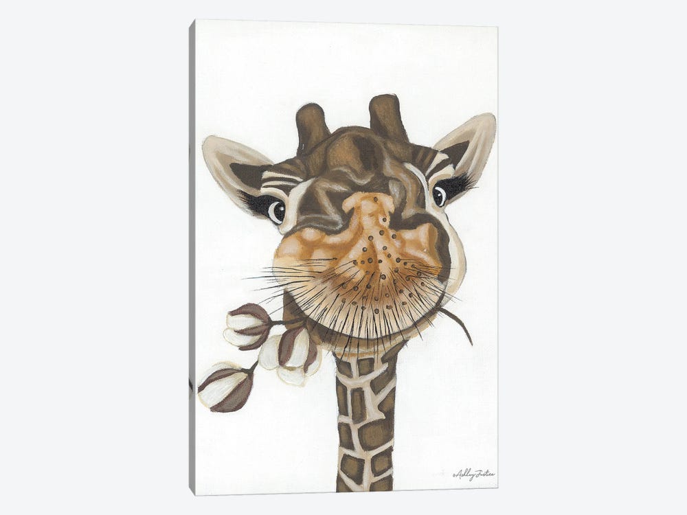 Giraffe With Cotton by Ashley Justice 1-piece Canvas Artwork