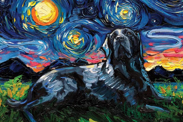 Black Labrador Night III by Aja Trier wall art