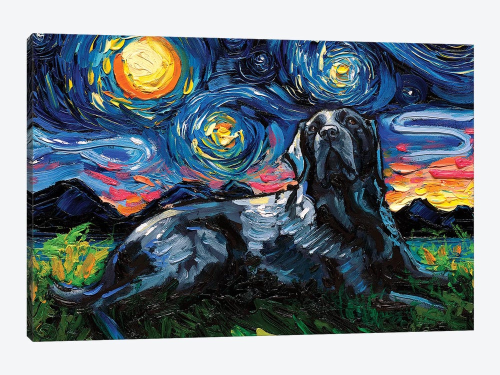Black Labrador Night III by Aja Trier 1-piece Canvas Wall Art