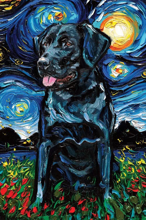 Black Labrador Night IV by Aja Trier wall art