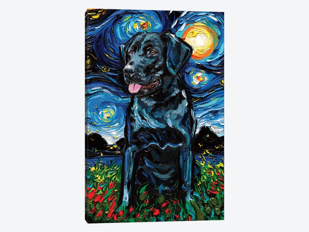 Black Labrador Night IV by Aja Trier 1-piece Canvas Art Print