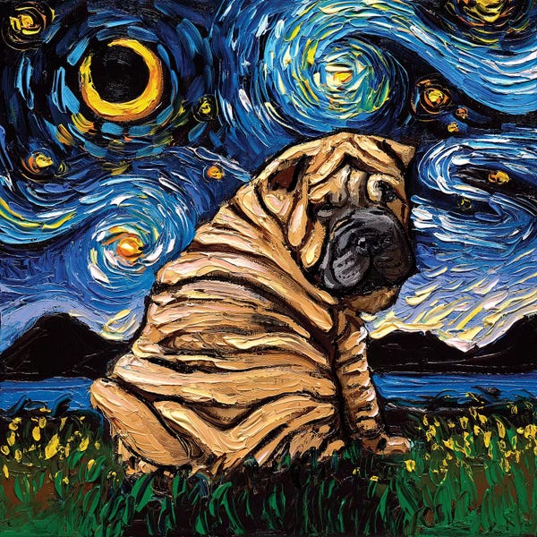 Pupsterpieces: Shar-Pei Night by Aja Trier