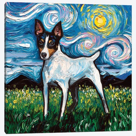Toy Fox Terrier Night Canvas Print #AJT104} by Aja Trier Canvas Art Print