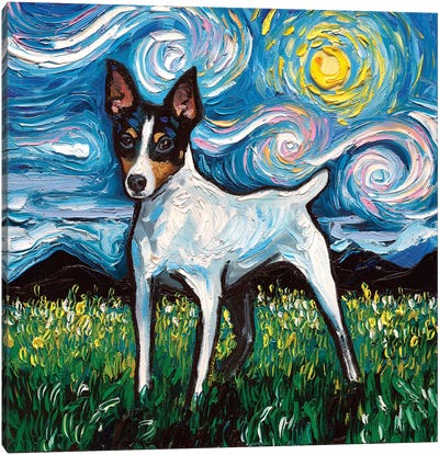 Toy Fox Terrier Night Canvas Art Print