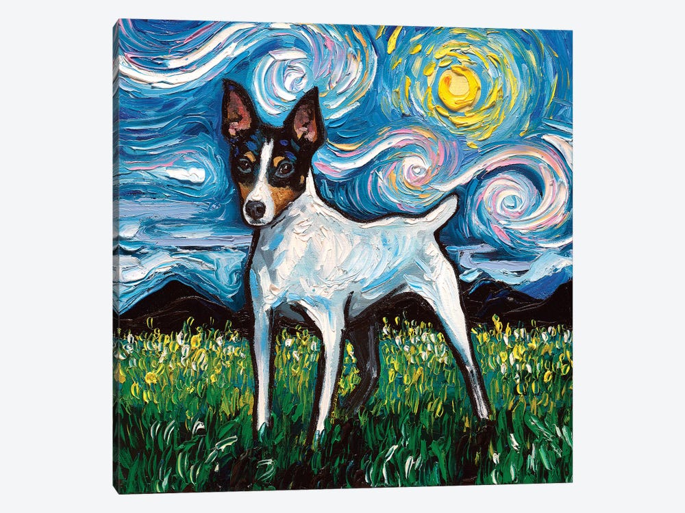Toy Fox Terrier Night by Aja Trier 1-piece Canvas Artwork