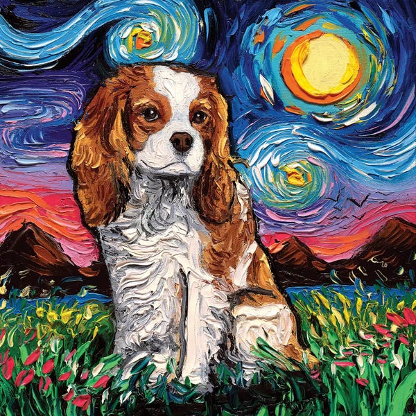 Re-Imagined Masters: Cavalier King Charles Spaniel Night II by Aja Trier