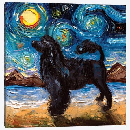 Portuguese Water Dog Night Canvas Print #AJT107} by Aja Trier Canvas Print