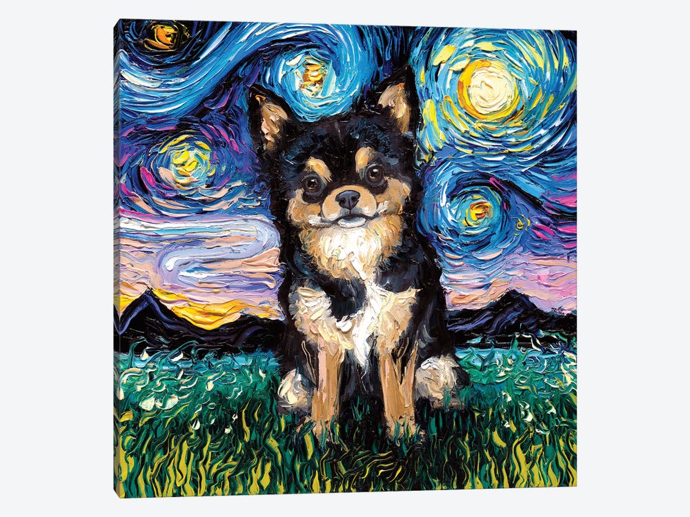 Black And Tan Chihuahua Night by Aja Trier 1-piece Canvas Art
