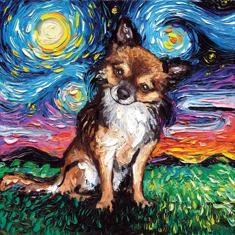 Long Haired Chihuahua Night by Aja Trier wall art