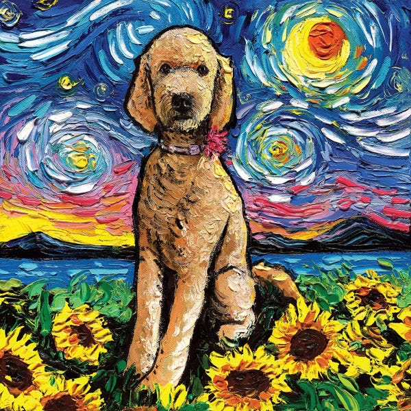 Kids Animal Art: Goldendoodle Night II by Aja Trier