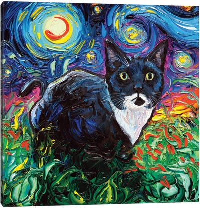 Lucy Canvas Art Print - Tuxedo Cat Art