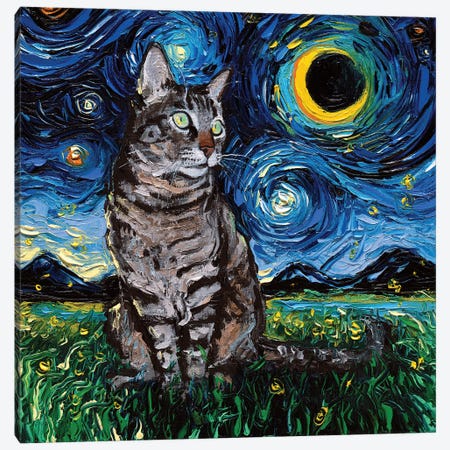 Tiger Cat Night Canvas Print #AJT119} by Aja Trier Canvas Art Print