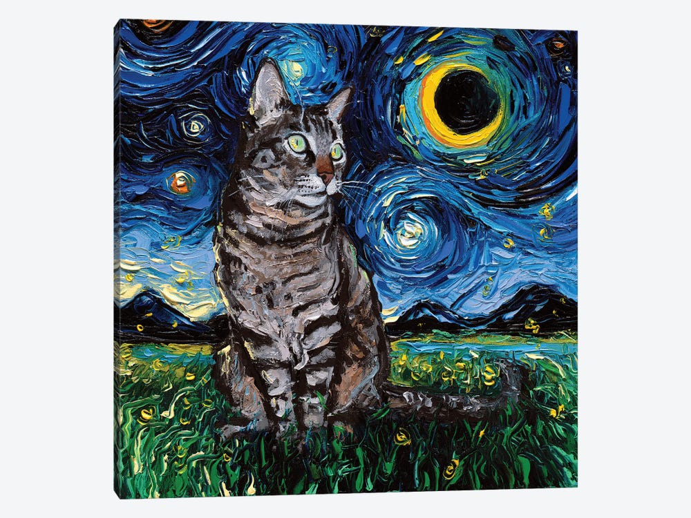 Tiger Cat Night Canvas Art by Aja Trier | iCanvas