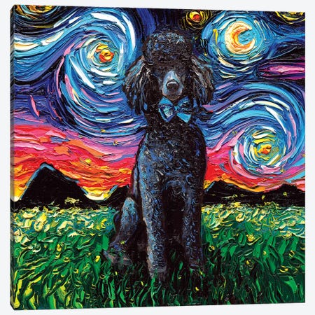 Black Poodle Night Canvas Print #AJT11} by Aja Trier Canvas Art