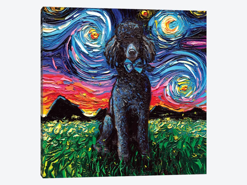 Black Poodle Night by Aja Trier 1-piece Canvas Print