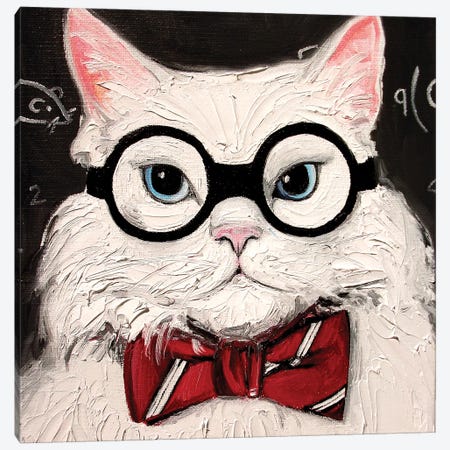 Chemistry Cat Contemplates The Science Of Catnip Canvas Print #AJT120} by Aja Trier Canvas Art