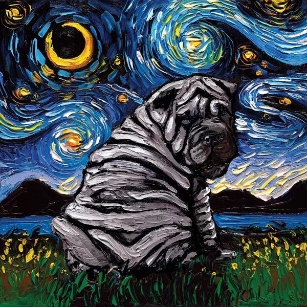 Starry Night Collection: Blue Shar-Pei Night by Aja Trier