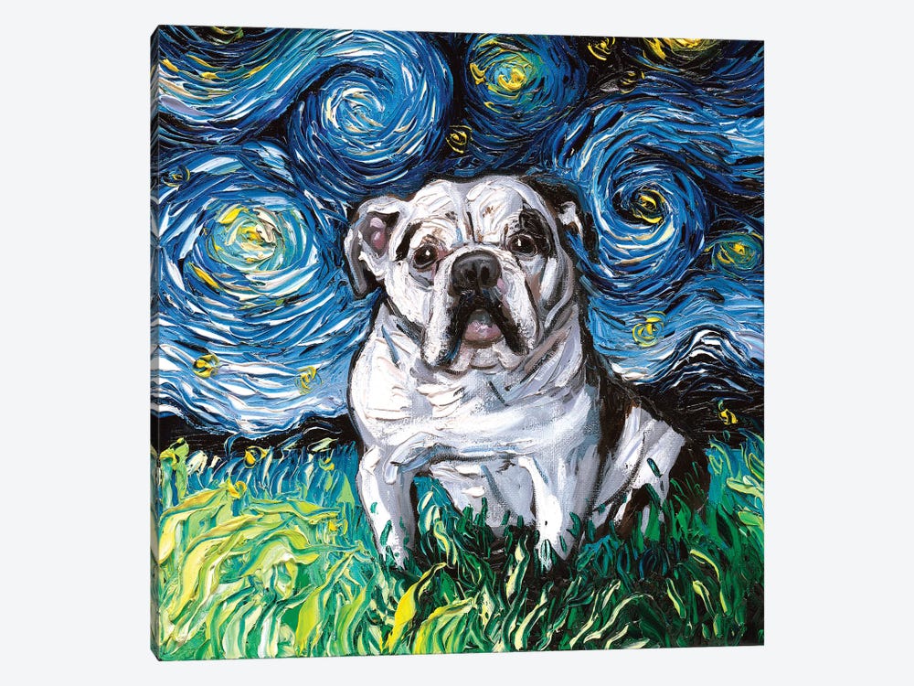 Charlie Bulldog Night by Aja Trier 1-piece Canvas Art Print